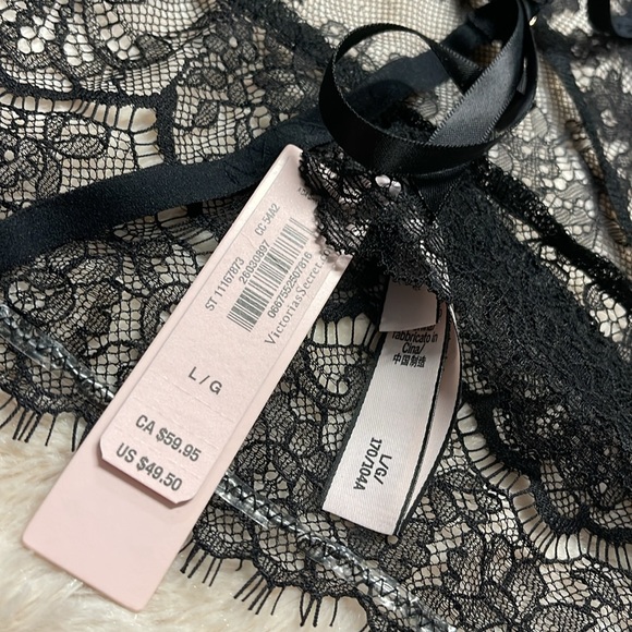 BNWT VICTORIA’S SECRET UNLINED CORDED BLACK LACE TEDDY LINGERIE SIZE LARGE - Picture 9 of 9